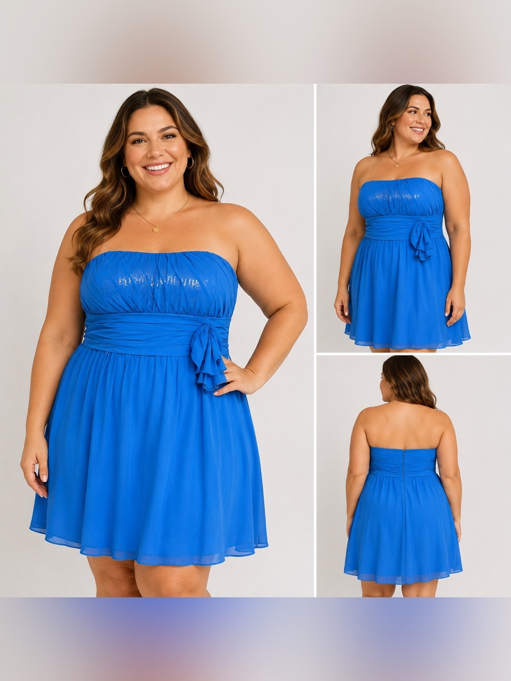 Alfred Angelo Strapless Royal Blue Chiffon Party Dress
